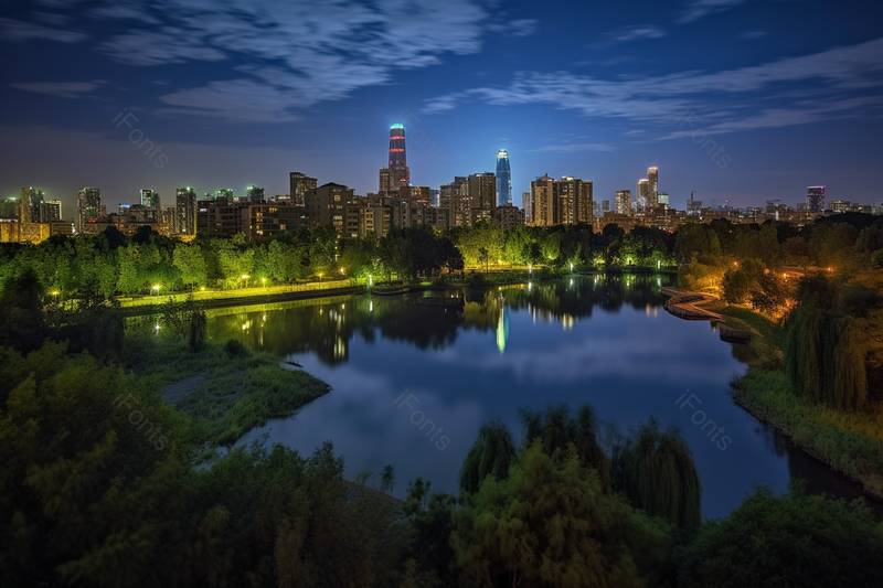 户外室外小镇夜晚景色远景实拍摄影图,高清,摄影图,摄影图片,图片大全,摄影图免费下载